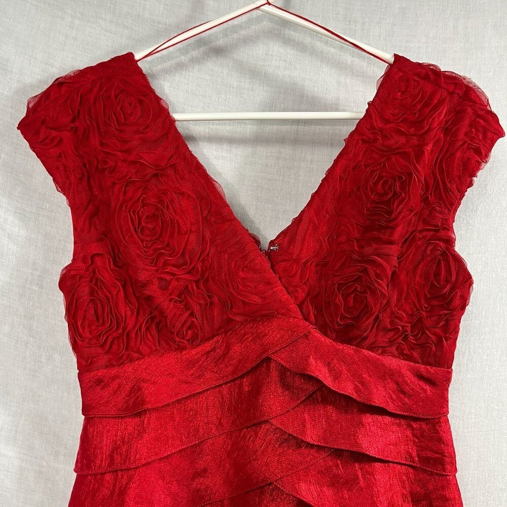 Adrianna Papell Sleeveless Tiered Cocktail Dress Womens 4 Mermaid Chiffon Floral - Picture 2 of 12